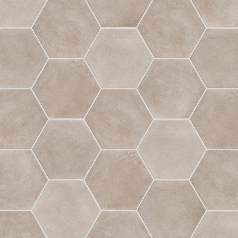 Merola Tile Matter Hex Taupe 7-7/8" x 9" Porcelain Floor and Wall Tile