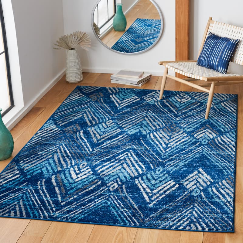 SAFAVIEH Amsterdam Gulumser Modern Rug - 6'7" x 9'2" - Navy/Aqua