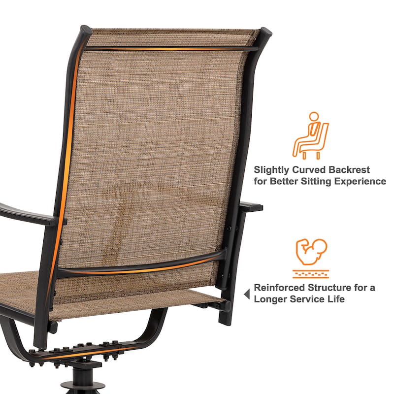 Outdoor 2-Piece Patio Swivel Chair Set, Textilene Fabric, Iron Frame