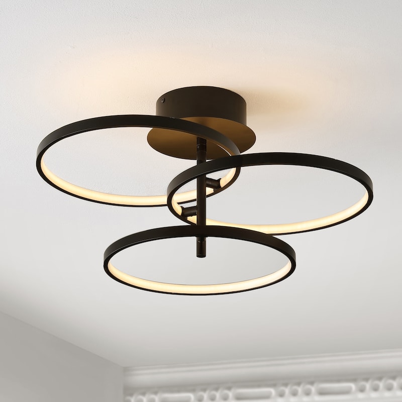 SAFAVIEH Hirona Led 21-inch Flush Mount - 21 In. W x 21 In. D x 11 In. H - Matte Black - 21Wx21Dx11H