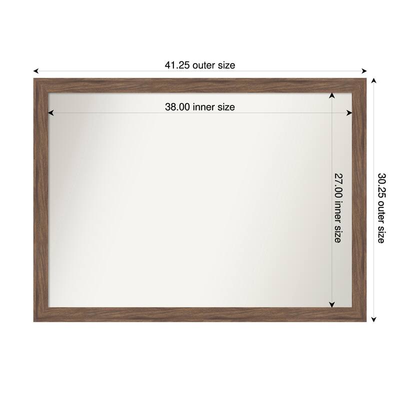 Pia Medium Brown Narrow Non-Beveled Framed Wall Mirror - Pia Medium Brown Narrow - 41 x 30 in