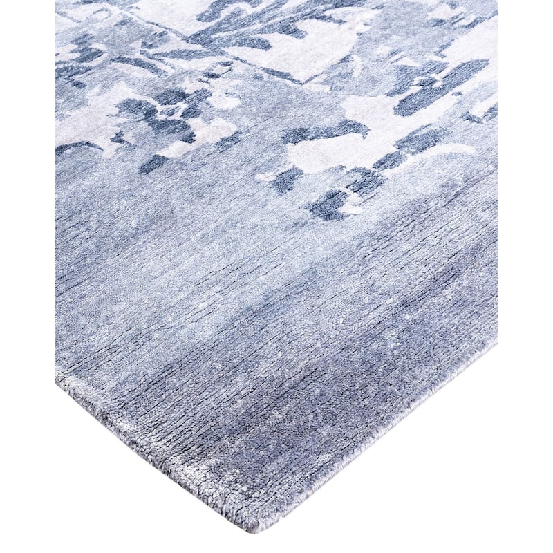 Modern One-of-a-Kind Hand-Knotted Area Rug, Blue - 9' 4" x 12' 1"