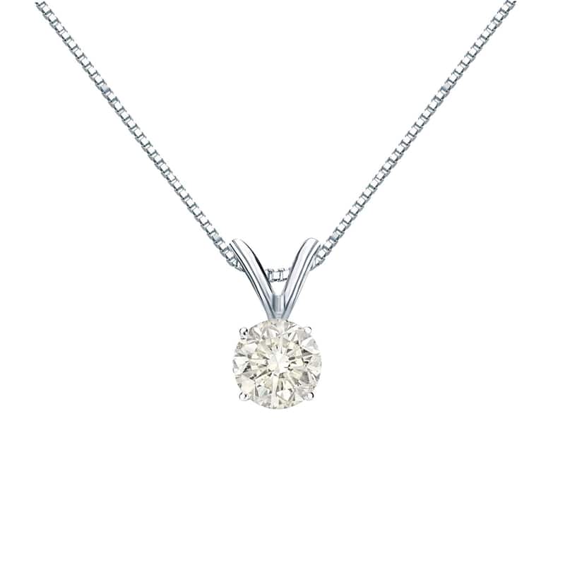 Auriya 14k Gold 1/3ctw Round Solitaire Diamond Necklace (I-J, SI2-SI3)