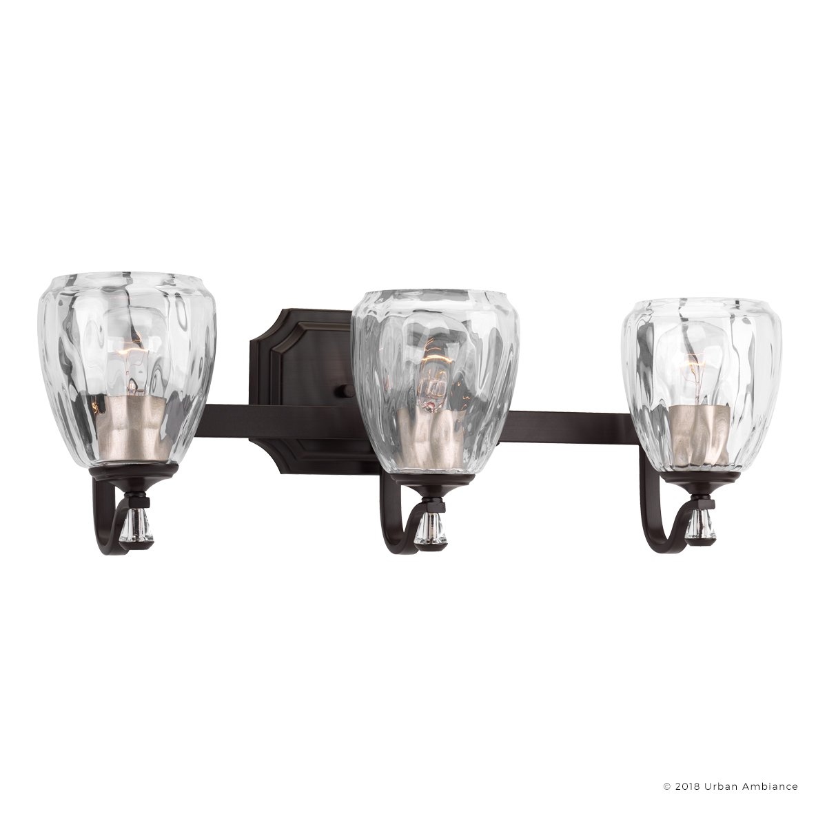 French Country Crystal 3 Light Bathroom Vanity Light by Urban Ambiance 7 1 2 H x 23 W x 7 Dep Brown BWP2033