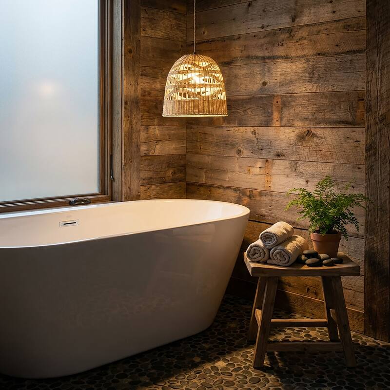 Nala 1-Light Rattan Bell Pendant, Coastal Boho - Handwoven - 12" Wide