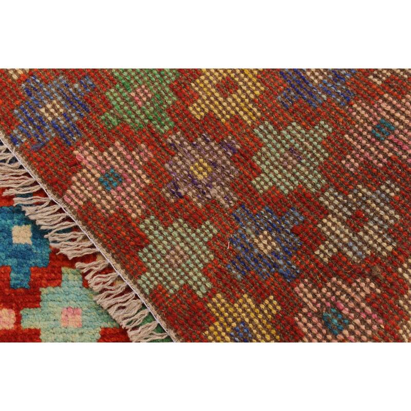 Eclectic Balochi Grimes Red/Blue Hand Knotted Wool Rug - 4'10'' x 6'4''