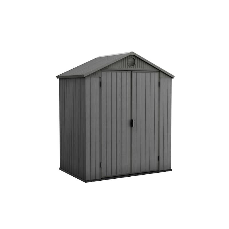 Keter Darwin 6x4 ft. Resin Outdoor Storage Shed With Floor for Patio Furniture and Tools, Graphite - 6x4 FT