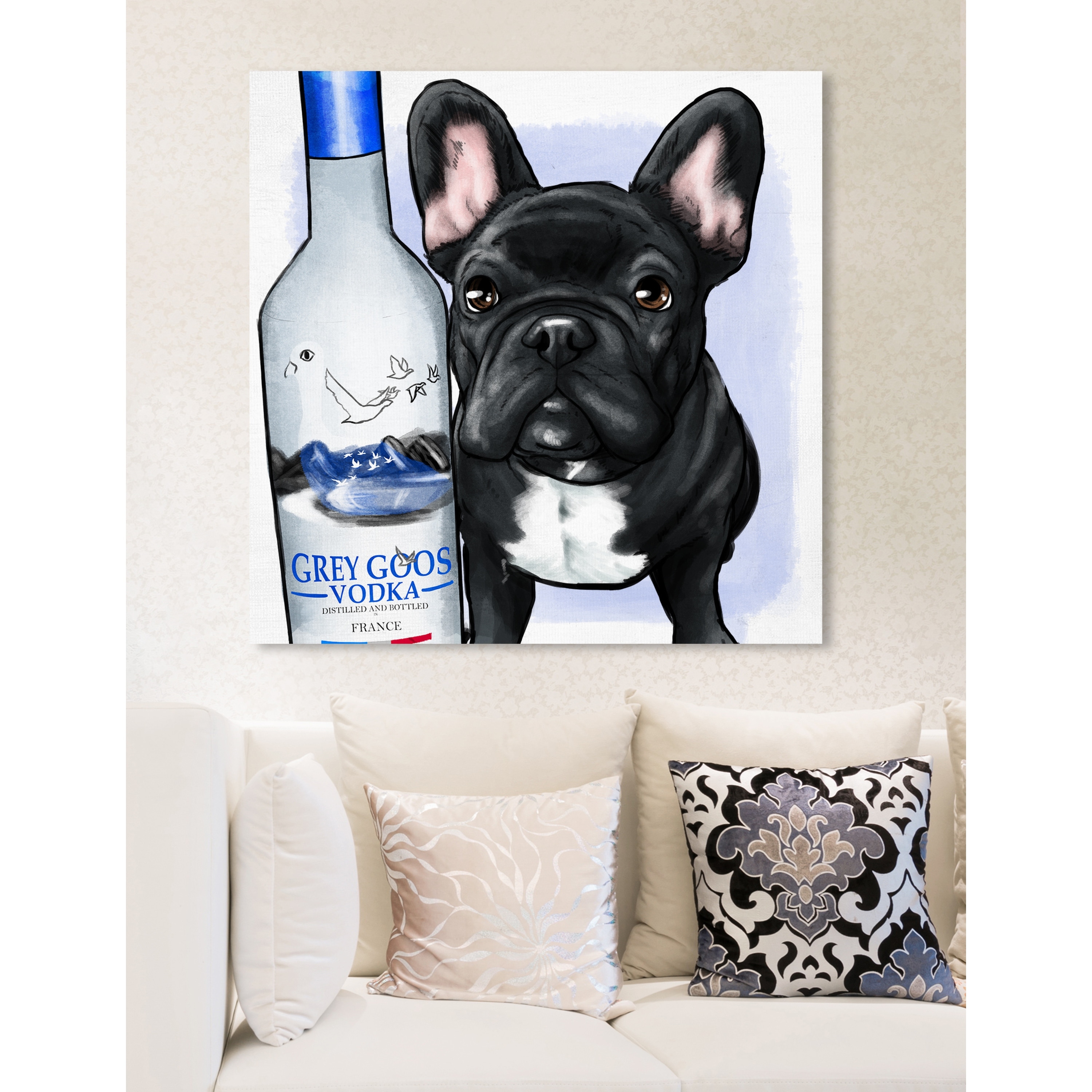 Oliver Gal 'Grey Goose Compagni No Scarf' Animals Wall Art Canvas Print - Black, Blue