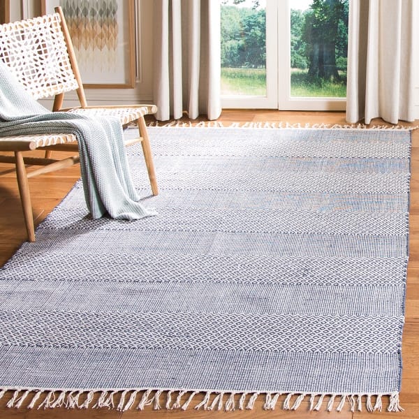 slide 2 of 44, SAFAVIEH Handmade Montauk Pacuta Flatweave Cotton Fringe Rug 3' x 5' - Ivory/Navy