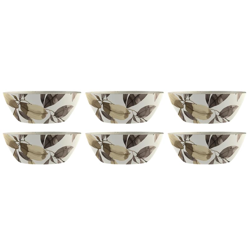 Abode Homewares by TarHong Bali Leaves Cereal Bowl, (MERGE) 7.1", 37 oz, Set of 6