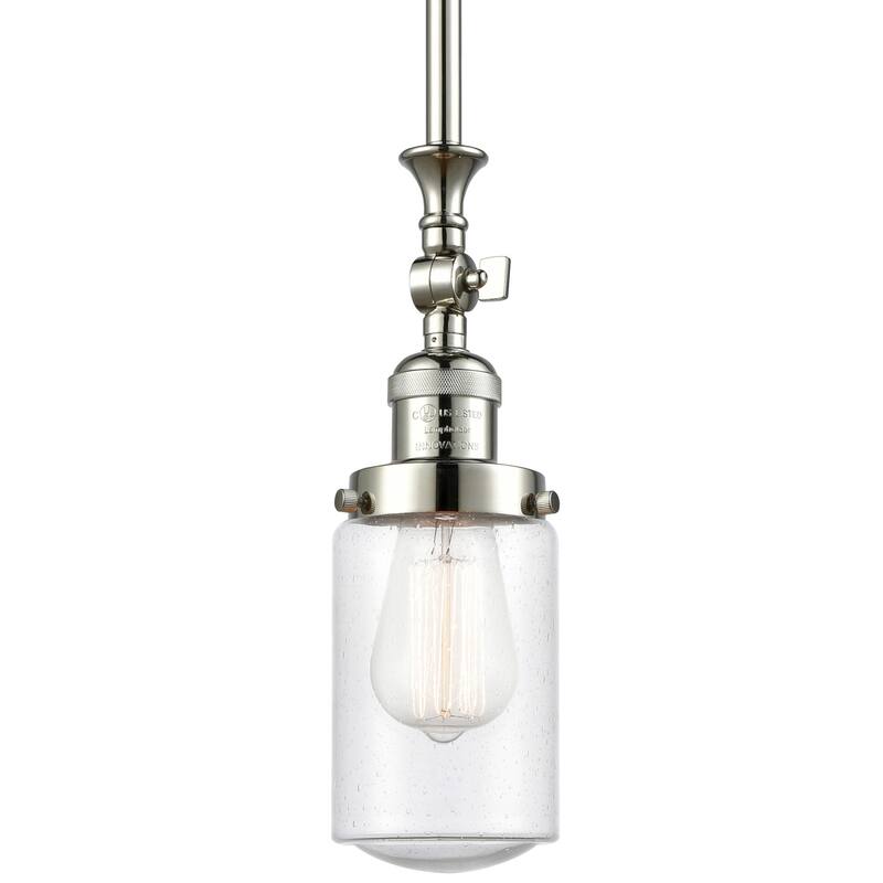 Innovations Lighting Dover 5" Wide Mini Rod Hung Adjustable Pendant - Polished Nickel / Seedy