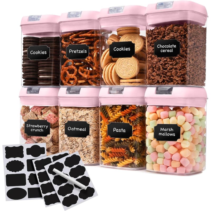 Cheer Collection Set of 8 Uniform Size Airtight Food Storage Containers