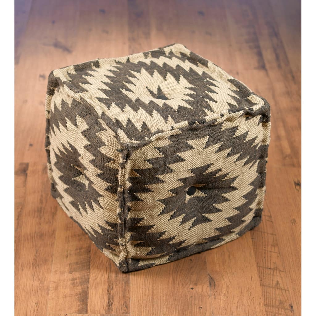 Aa Importing 48848 Black And White Chevron Pattern Pouf - 17 X 16 X 17 inches