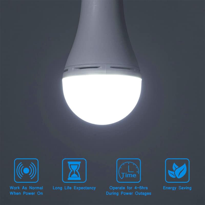 9W Emergency Bulbs Rechargeable LED Light with Battery Backup - White
