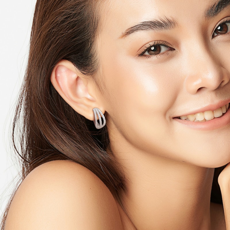 Miadora 4/5ct DEW Created Moissanite Hoop Earrings in Sterling Silver