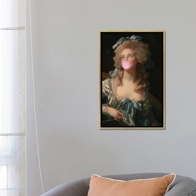 iCanvas "Bubble Gum Blowing Madame" by Grace Digital Art Co Framed Canvas Print