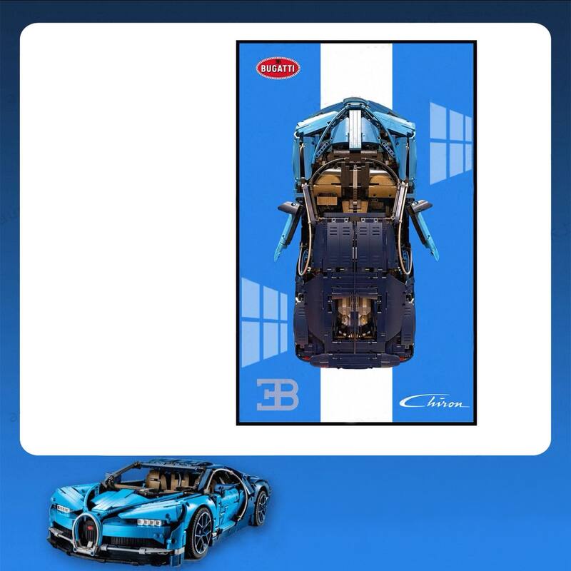 Assembled Building Block Car With Poster Display, Wall Art