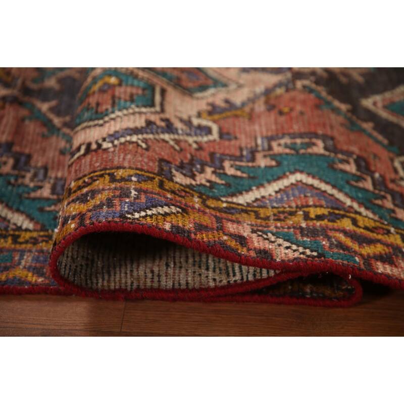 Vegetable Dye Hamedan Persian Vintage Runner Rug Geometric Wool Carpet - 2'11"x 10'1"