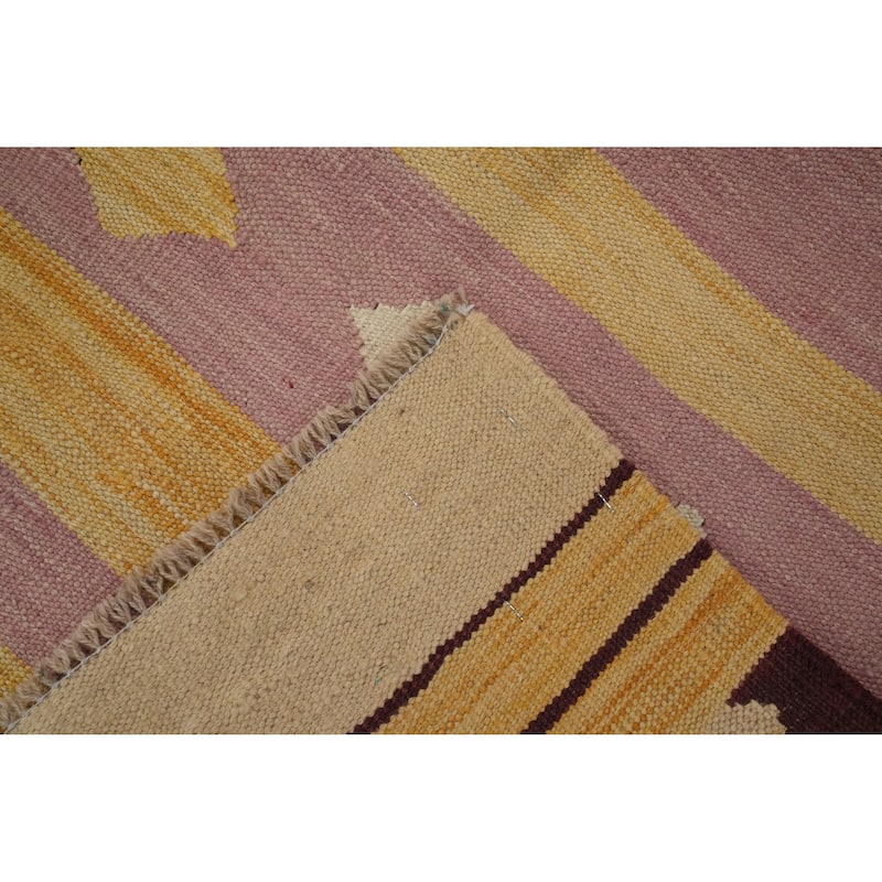Hand Woven Oriental 100% Wool Carpet Southwestern Tribal Purples Kilim Area Rug - 8' 9'' X 5' 8''