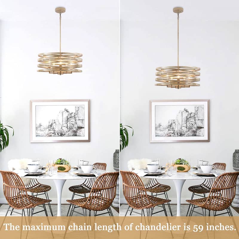 Farmhouse 5-Light Metal Drum Shape Pendant Light for Kitchen Island Entryway