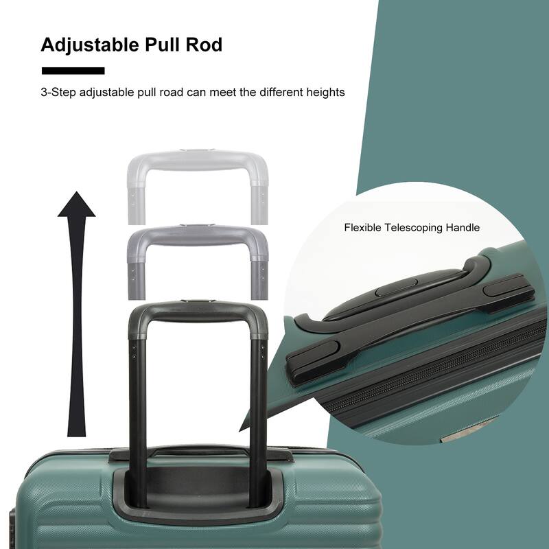 3 Piece ABS Hardside Luggage Sets Spinner Wheels Suitcase with Two Hooks and TSA Lock & Telescoping Handle