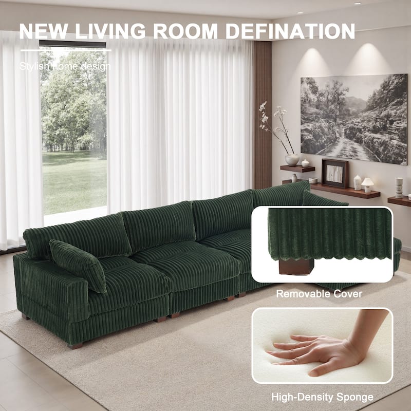 Oversized Plush Modular Sectional Sofa Couch with Ottoman