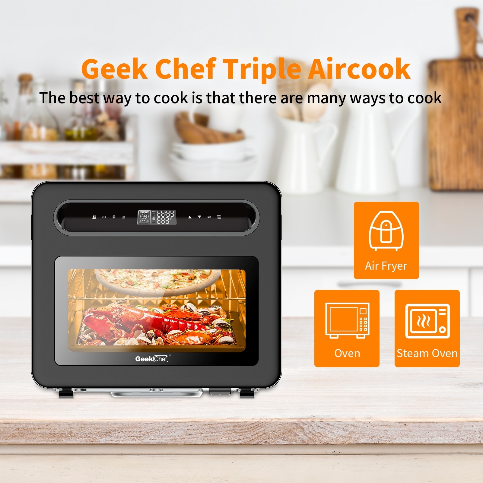 Geek Chef Air Fryer Toaster Oven Combo, 6 Slice