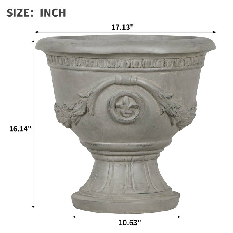 Christopher Knight Home - Classical 16.14"H Outdoor Pedestal Urn Planter with Heraldic Carved Design