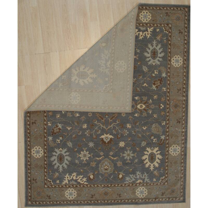 Hand Crafted Wool Dark.Gray Traditional Oriental Oushak Rug - 8' x 10'