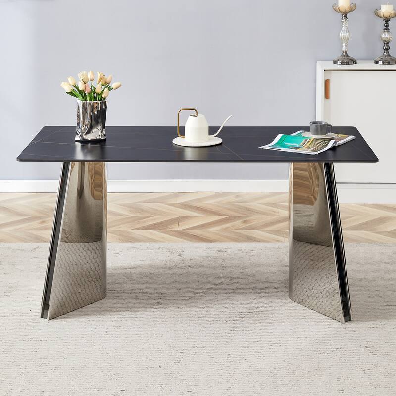 Dining Room Dining Table with Stainless Steel Butterfly Legs Office Table Accent Table Computer Table