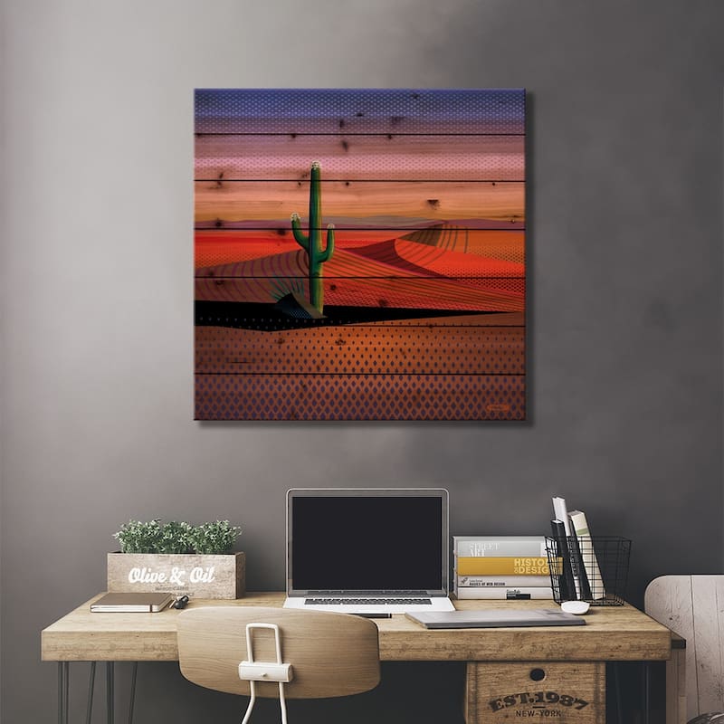 Saguaro Spiritual Print On Wood by Charles Harker - Multi-Color