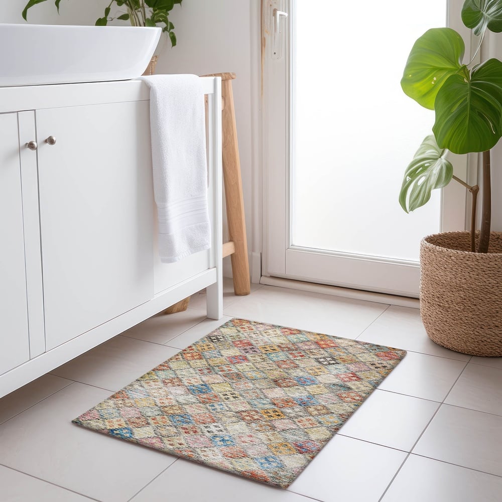 Machine Washable Indoor/ Outdoor Boho Modern Chantille Rug