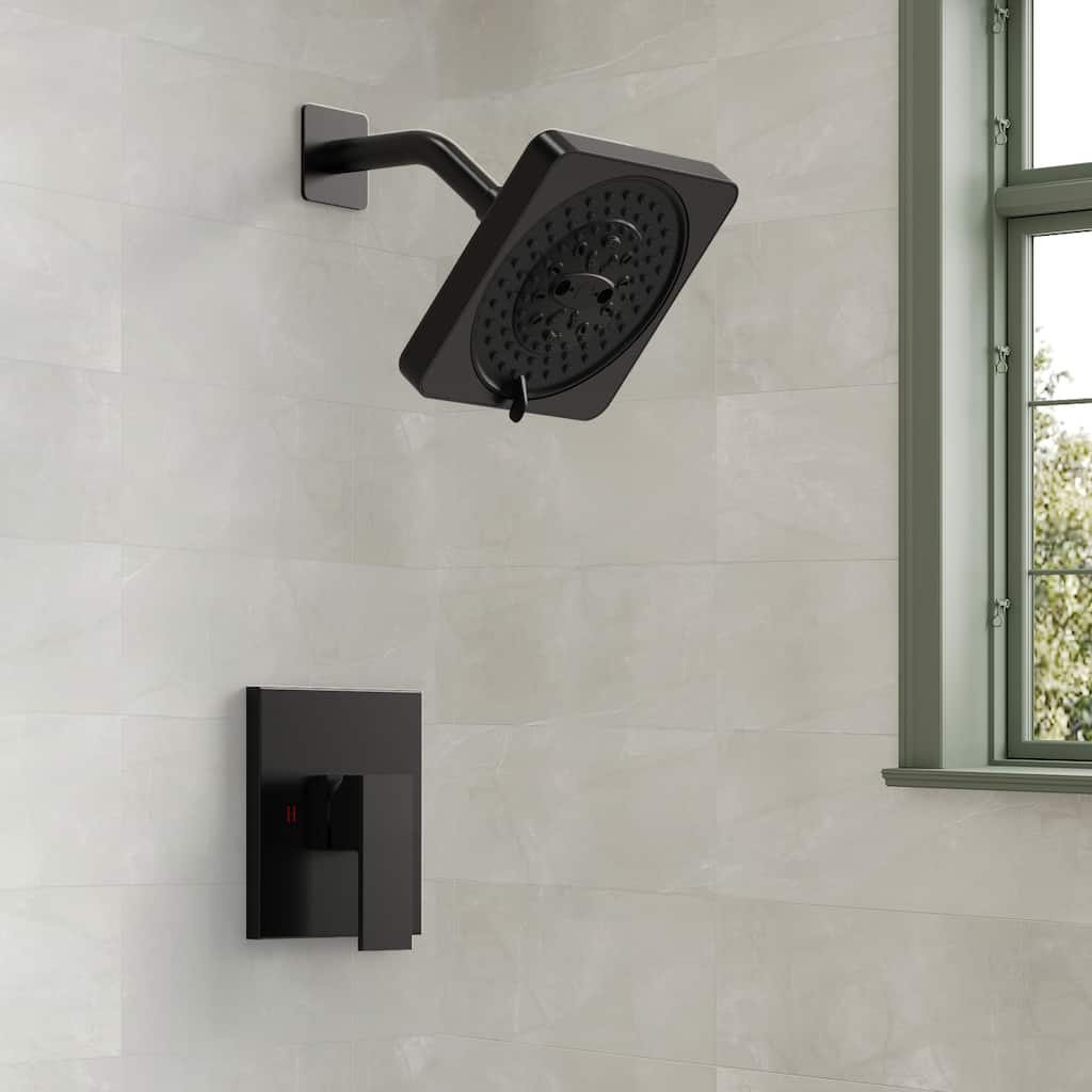Square Shower System with 7 Spray Modes and Pressure Balance Valve
