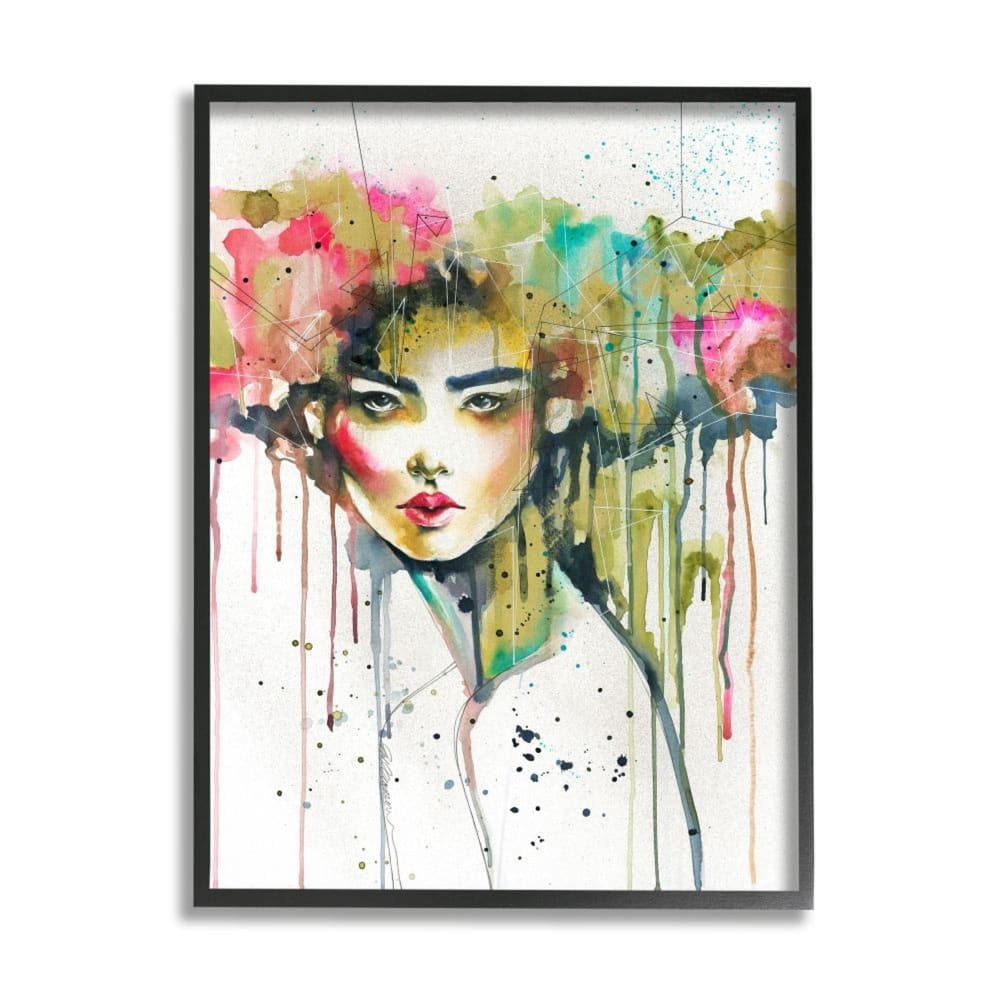 Stupell Colorful Female Fashion Portrait Watercolor Crown Framed Wall Art