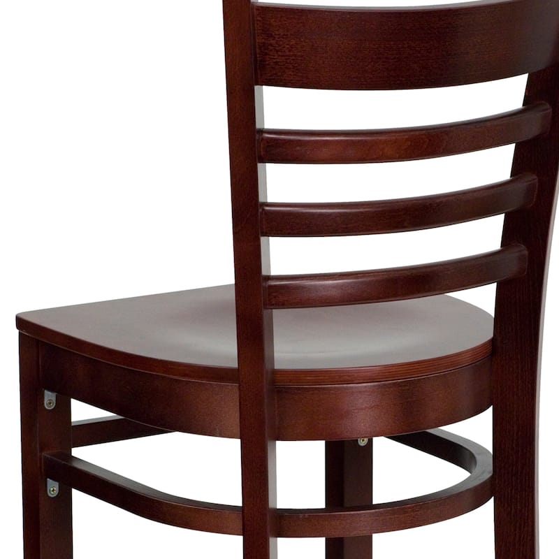 Ladder Back Wooden Restaurant Barstool - 16.75"W x 19"D x 43.75"H - 16.75"W x 19"D x 43.75"H