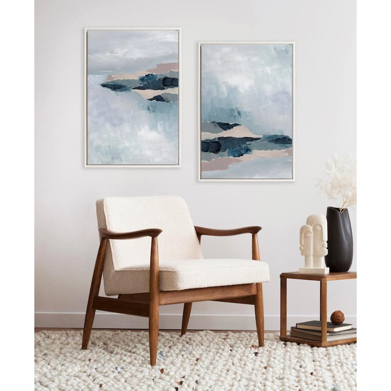 Sylvie Beaded Coast 2 v1 and v2 Framed Canvas Set by Nikita Jariwala