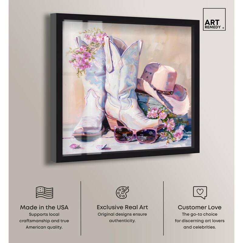 Spring Pink Cowboy Necessities Shadowbox by Art Remedy