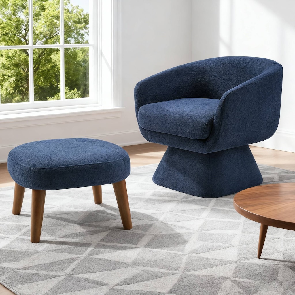 Lazy Chair with Ottoman, Modern Lounge Accent Chair, Leisure Upholstered Sofa Chair, Reading Chair with Footrest