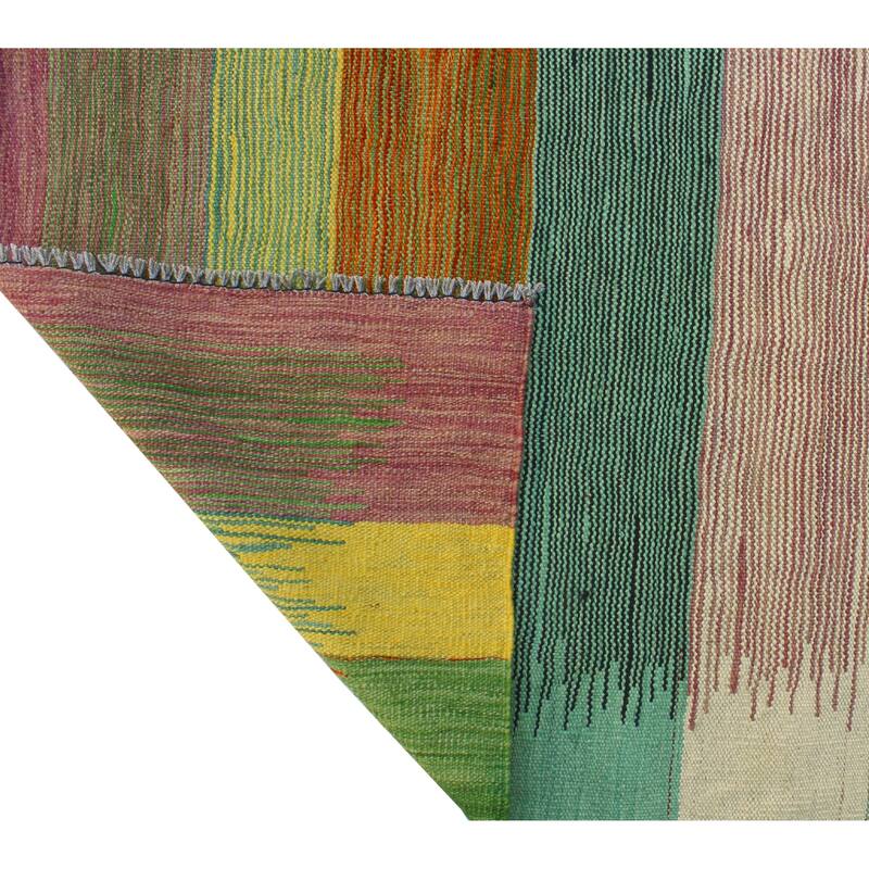 Modern Flatweave Nurbike Ivory/Green Rug - 5'9" x 8'4"