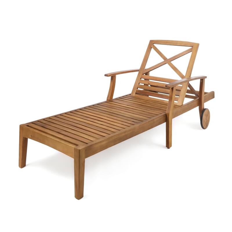 Perla Outdoor Acacia Wood Chaise Lounge by Christopher Knight Home