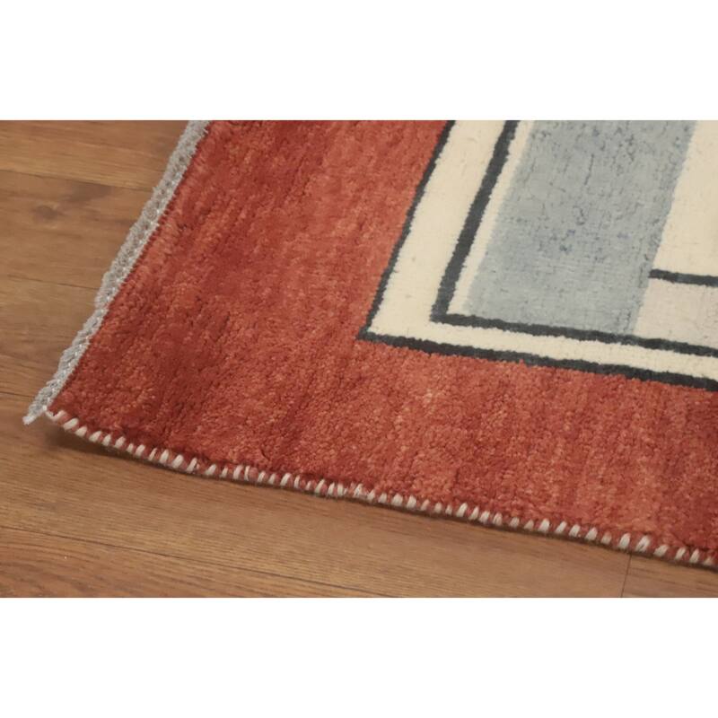 Geometric Gabbeh Vegetable Dye Area Rug Handmade Wool Carpet - 11' 10'' X 9' 0''