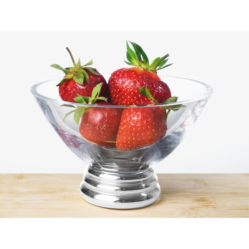 Majestic Gifts Inc. Glass Footed Dessert/ Dip Bowl W/ Silver Base-5" D