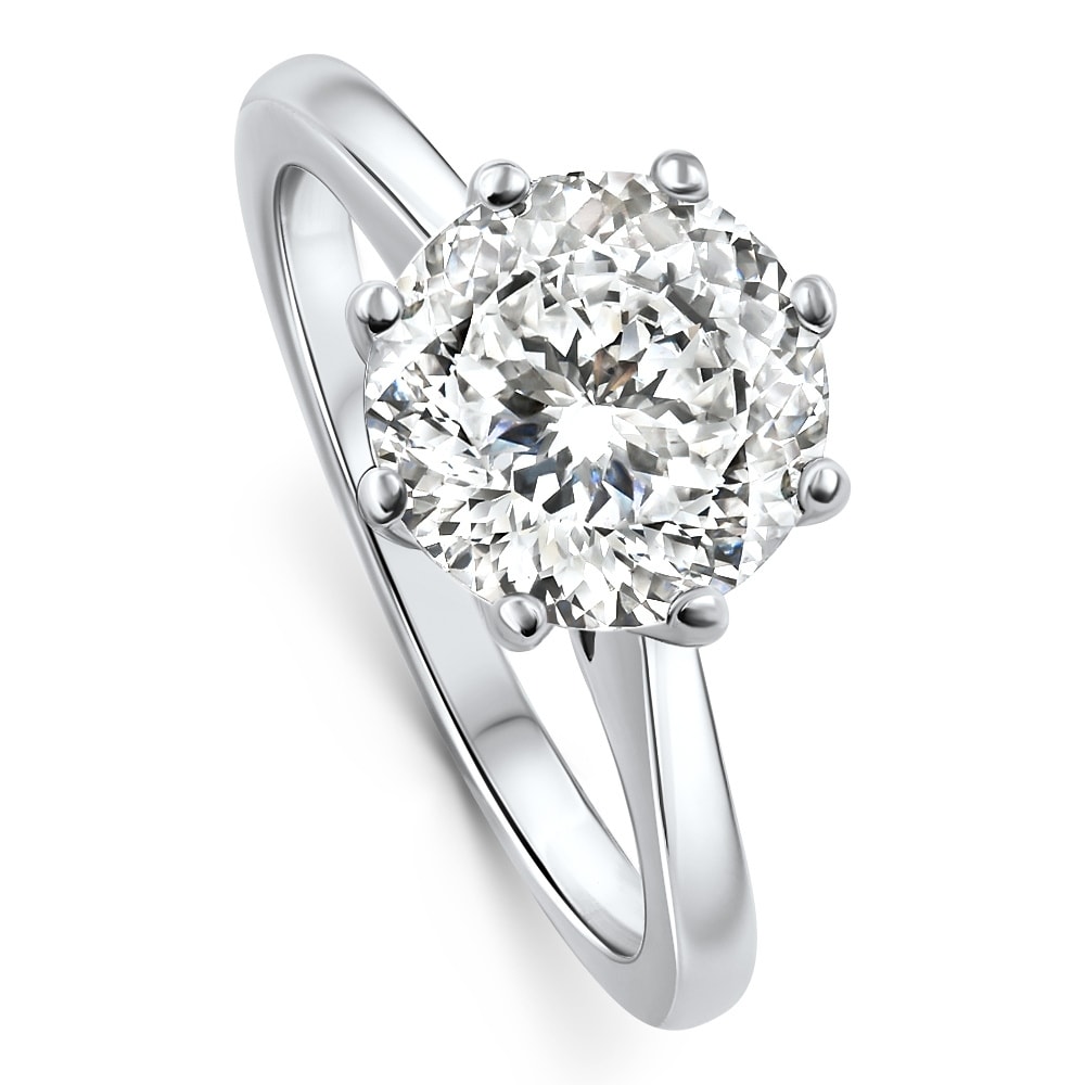 Bliss Diamond Certified 3Ct Portuguese Cut Diamond Engagement Ring White Gold Lab Grown