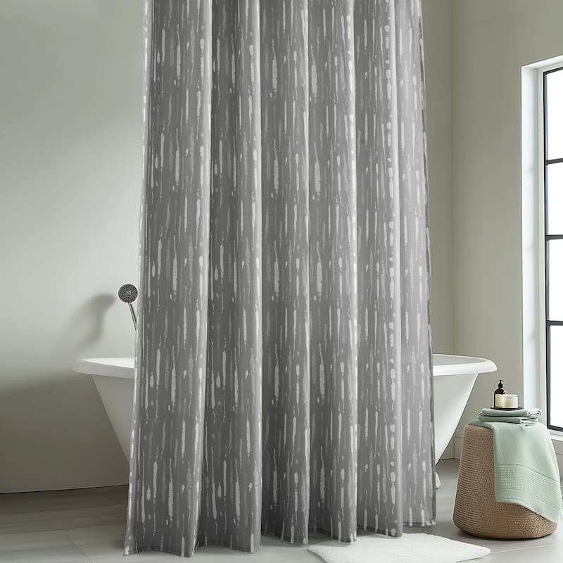 Exclusive Fabrics Blossom Printed Shower Curtains with Hooks Included, 71 Inches Long (1 Panel)
