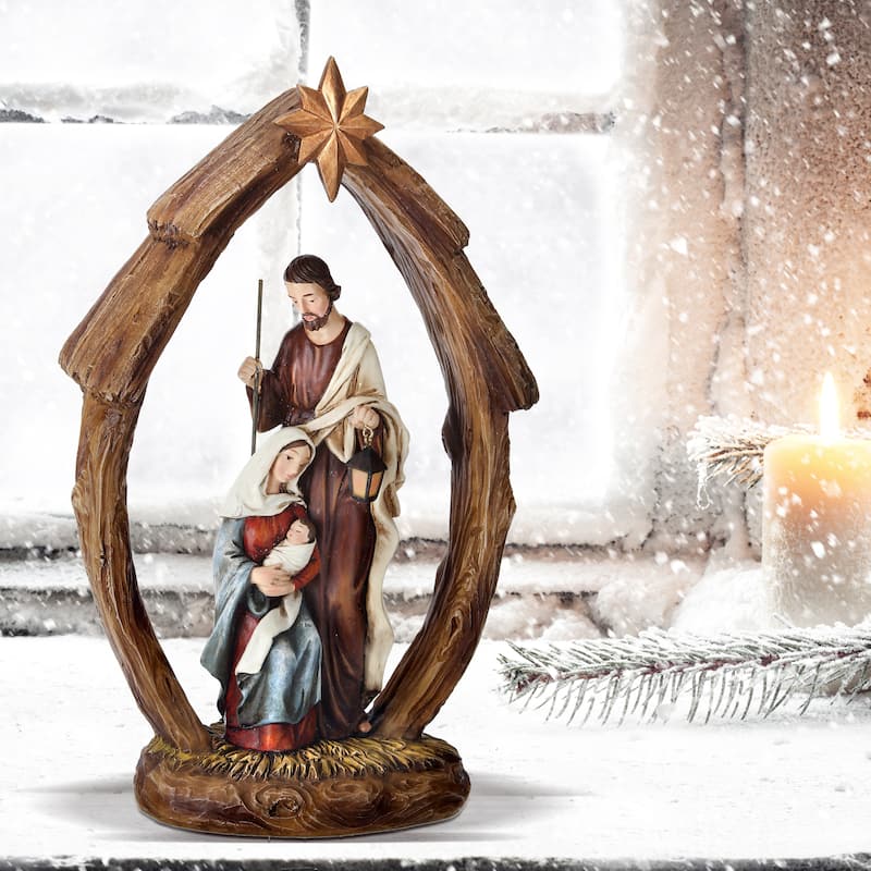 12" Resin Holy Family In Arch W/Star