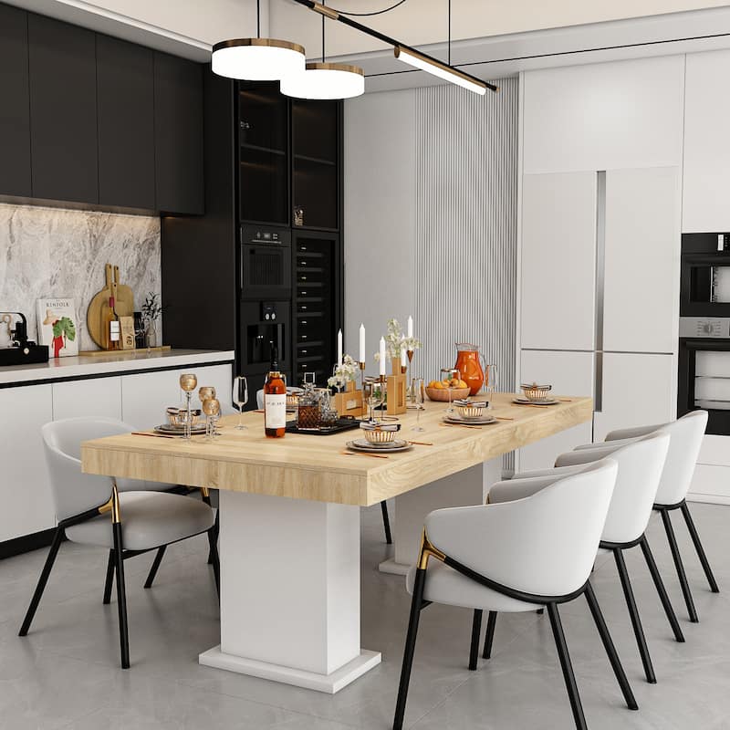 78.7"Versatile Wood Grain Tabletop Dining Table or Office Desk Large
