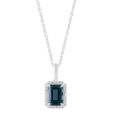EFFY 14K Gold Diamond,London Blue Topaz Pendant Necklace