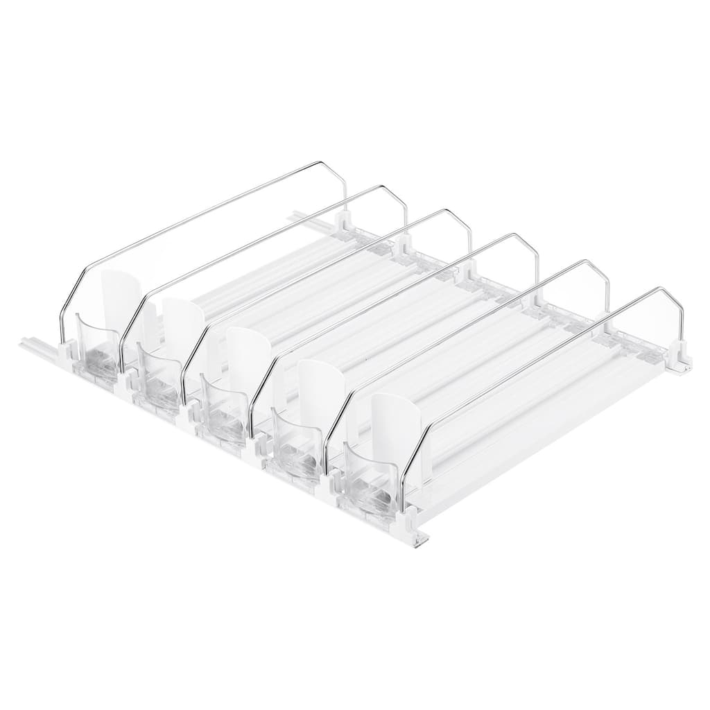 5pcs Self-Pushing Soda Can Dispenser Drink Organizer for Fridge Pantry, White