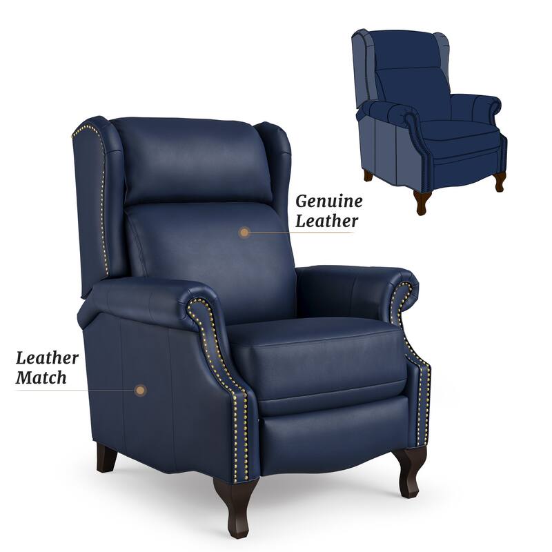 29.5-Inch Modern Recliner Chair,Genuine Leather Recliner With Comfortable Arms And Single Chair For Living Room,Beige/Blue/Brown