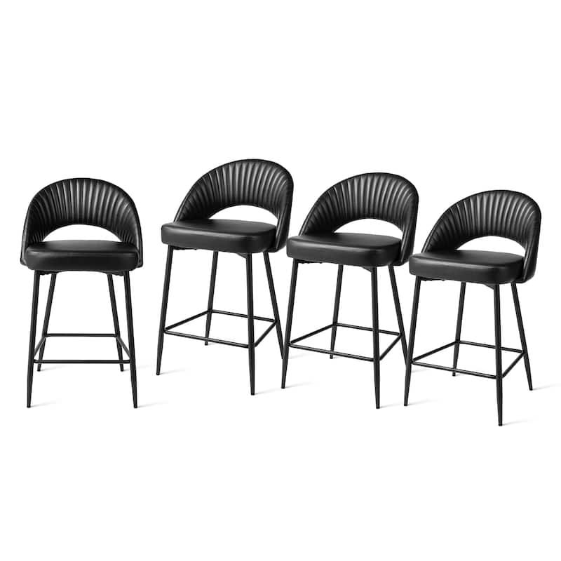 Glitzhome 26"H Faux Leather Upholstered Counter Stools with Metal Legs Set of 2/4 - N/A